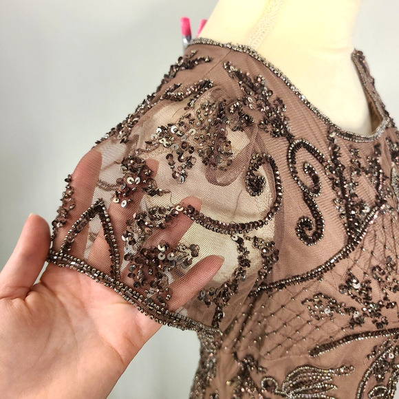 Pisarro Nights Beaded Gown 10 Embellished Mauve Purple Mother Of The Bride FLAW - Picture 6 of 16